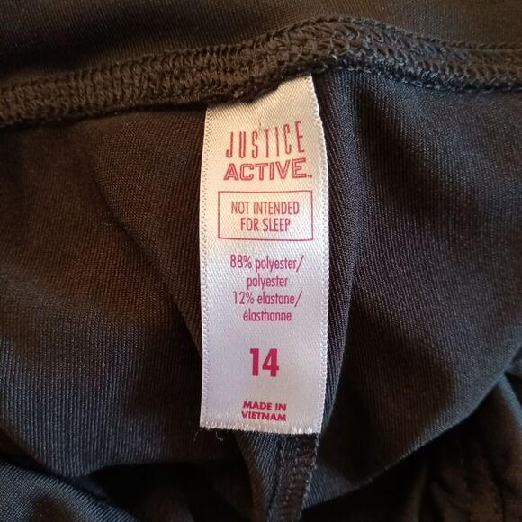 Girl's Justice Active Sport Leggings Size 14 Black Silver Leopard Print Pants - Picture 4 of 4